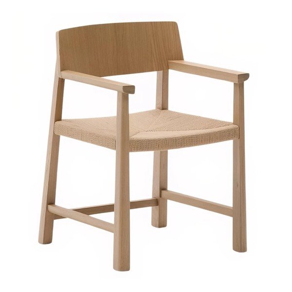 Fotel jadalniany z podłokietnikami z litego drewna dębowego w naturalnym kolorze Idun – Kave Home