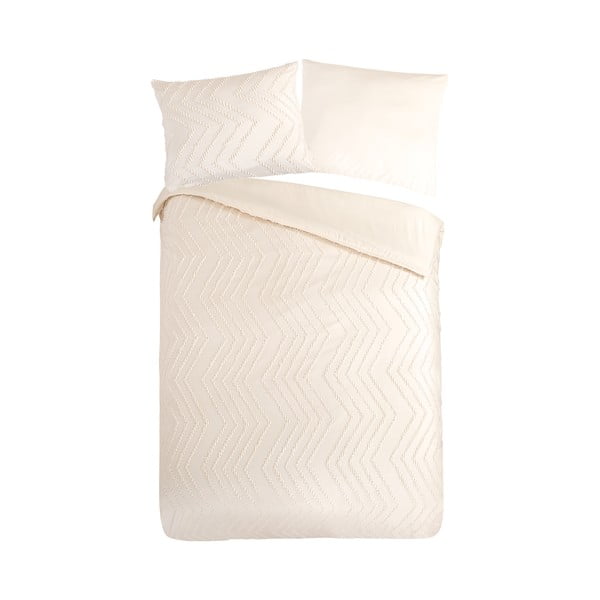 Kremowa pościel jednoosobowa z mikrowłókna 140x220 cm Pure Zigzag – Good Morning