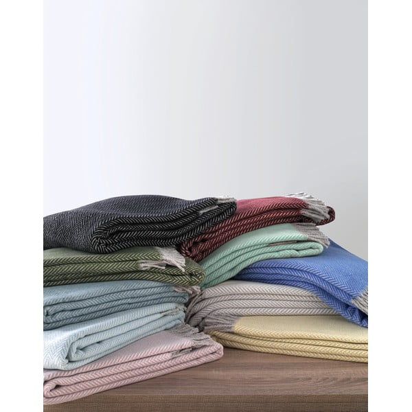 Błękitny pled z domieszką bawełny Euromant Skyline II, 140x180 cm-image-2