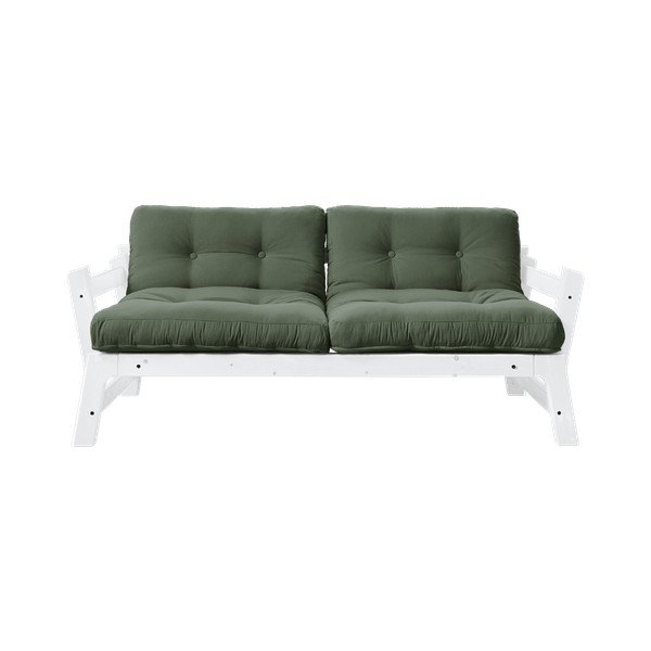 Sofa rozkładana z zielonym pokryciem Karup Design Step White/Olive Green