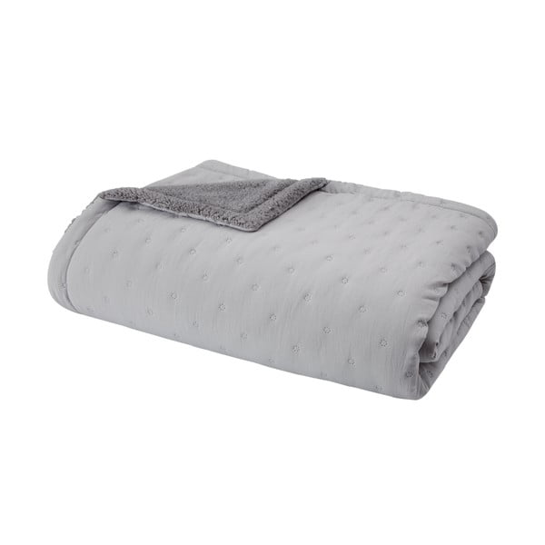 Szara narzuta pikowana z materiału sherpa 220x230 cm Cosy Nori – Catherine Lansfield