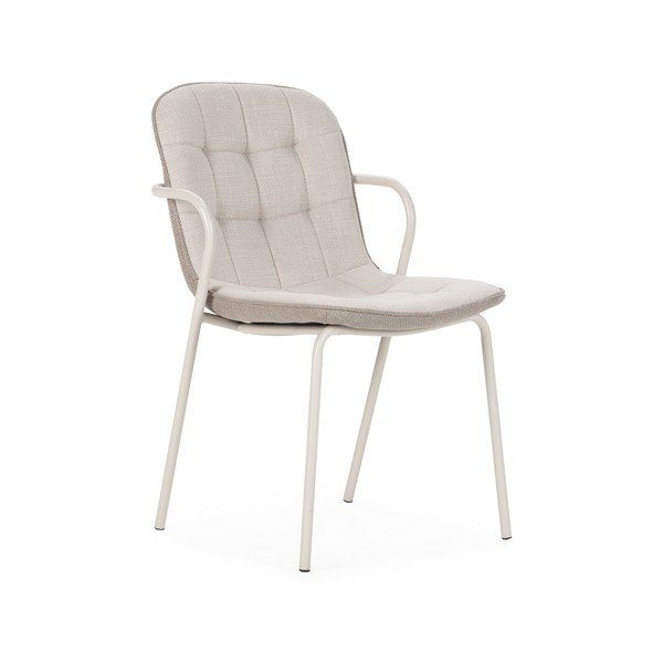 Beżowe tapicerowane krzesło z podłokietnikami Angie – Marckeric