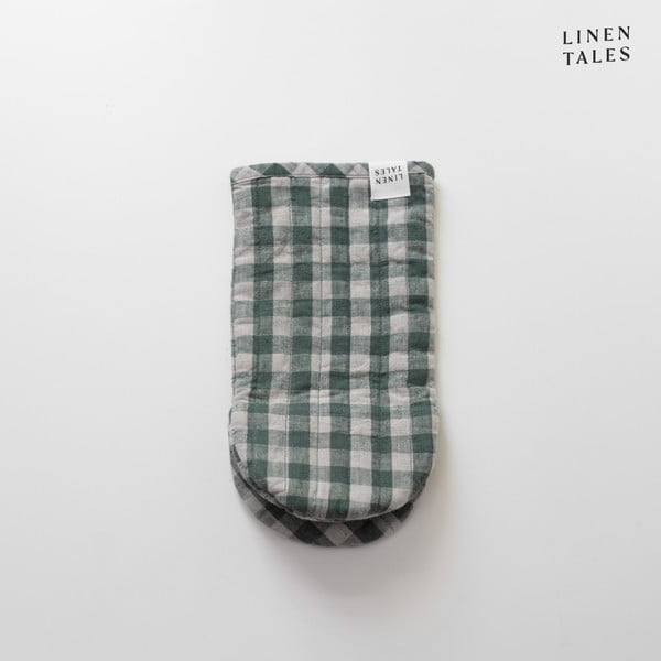 Lniana rękawica kuchenna Forest Green Gingham – Linen Tales