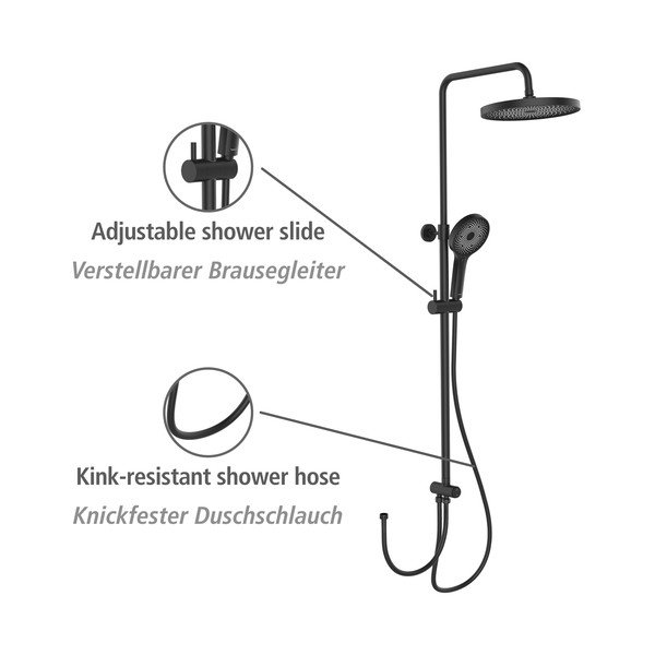 Czarny zestaw prysznicowy ze stali nierdzewnej 120 cm Soft Water – Wenko-image-4