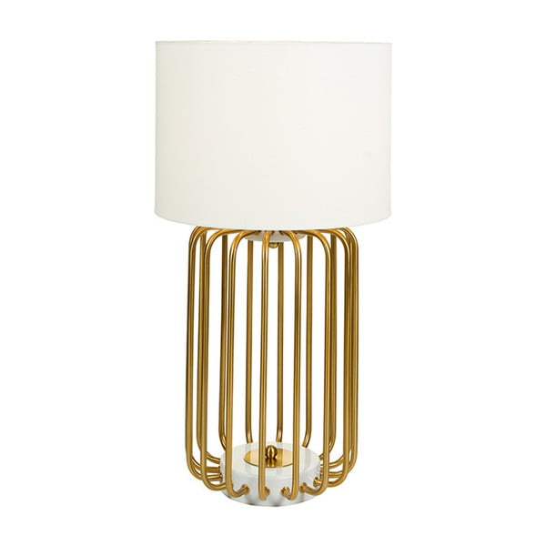 Biała lampa stołowa ze złotą podstawą Santiago Pons Pam, ⌀ 35 cm