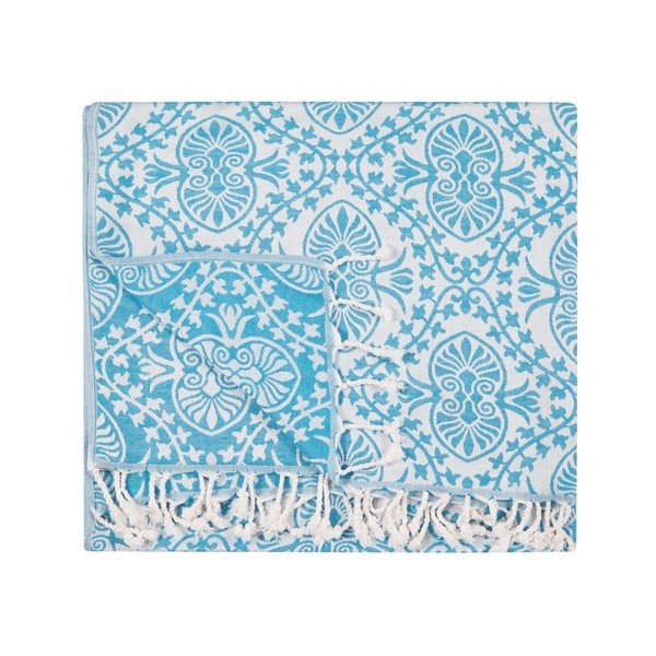 Turkusowy ręcznik hammam Kate Louise Bianca, 165x100 cm-image-4