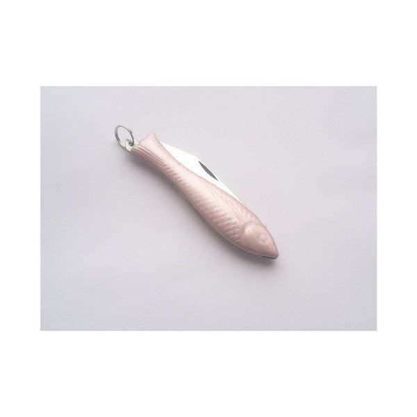 Jasnoróżowy scyzoryk rybka z kółkiem z designem Alexandry Dětinské