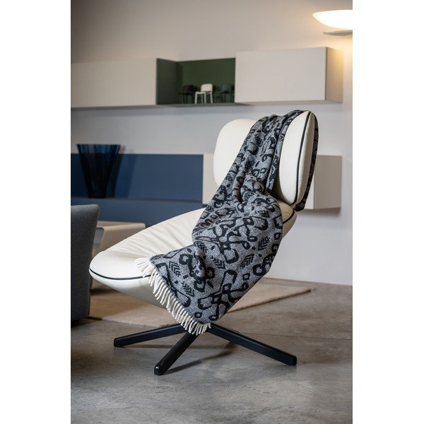 Czarny pled z domieszką bawełny Euromant Mykonos, 140x180 cm-image-1