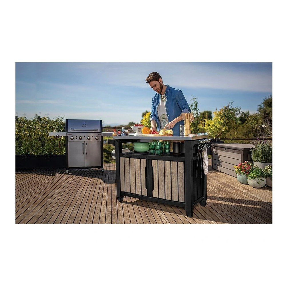 Plastikowy stolik grillowy 134x52 cm Deco Unity XL – Keter (zdjęcie 3)
