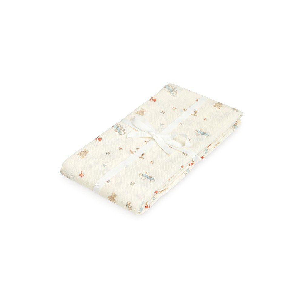 Jasnożółty koc dziecięcy z bawełny organicznej do spowijania 120x120 cm Off-White – Cam Cam Copenhagen