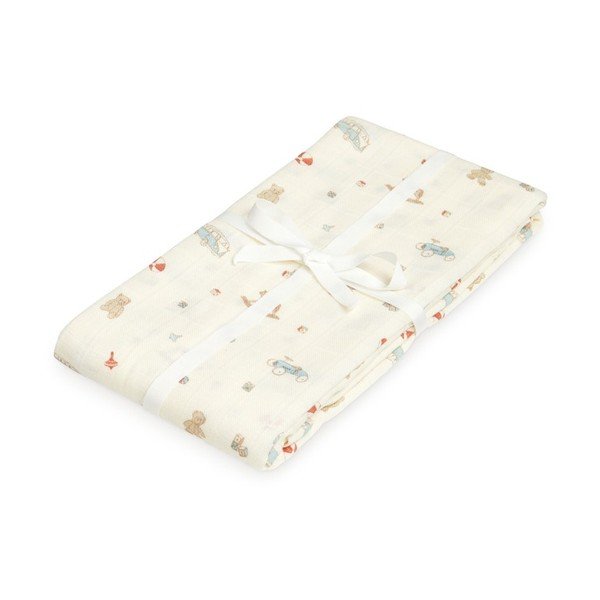 Jasnożółty koc dziecięcy z bawełny organicznej do spowijania 120x120 cm Off-White – Cam Cam Copenhagen