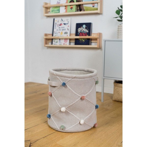 Jasnobrązowy tekstylny dziecięcy kosz na zabawki ø 30x35 cm Taupe – Kindsgut-image-4