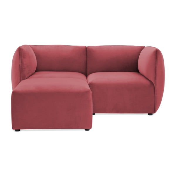 Czerwonoróżowa 2-osobowa sofa modułowa z podnóżkiem Vivonita Velvet Cube