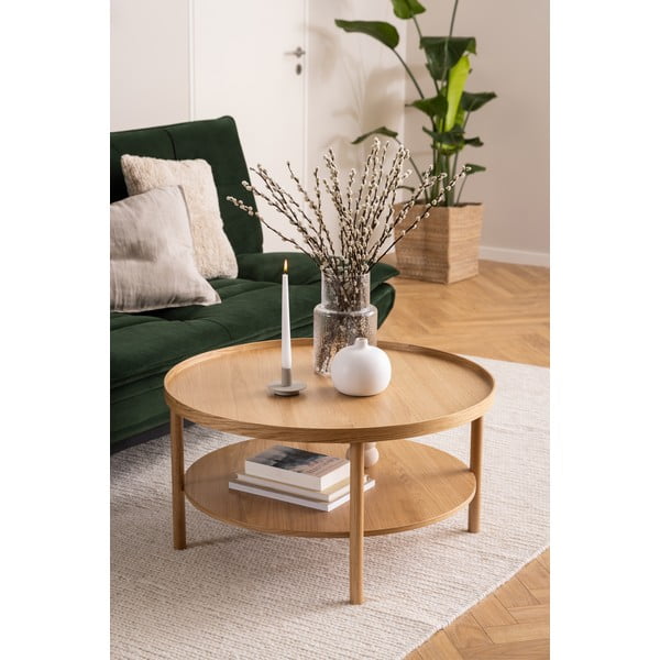 Okrągły stolik w dekorze dębu w naturalnym kolorze ø 80 cm Banbury – Actona-image-2