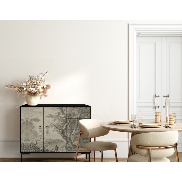 Czarno-beżowa niska komoda 113x84 cm Wilma – Really Nice Things-image-3