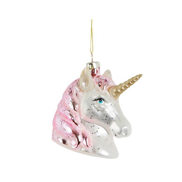 Szklana ozdoba świąteczna wykonana ręcznie 9 cm Pink Shimmer Unicorn – Sass & Belle