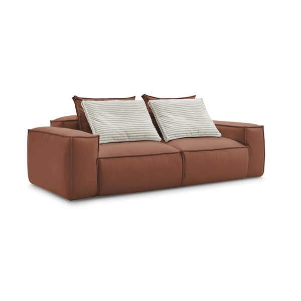 Ciemnobrązowa sofa z imitacji skóry 260 cm Boheme – Bobochic Paris-image-4