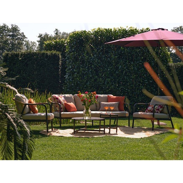 Beżowy aluminiowy zestaw mebli ogrodowych dla 5 osób Nice – Hartman-image-1