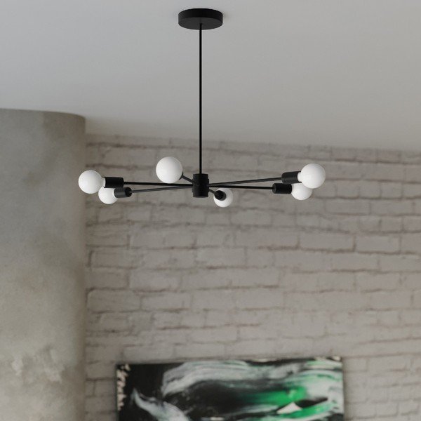 Czarna lampa sufitowa 66x66 cm Benedett – Sollux-image-2