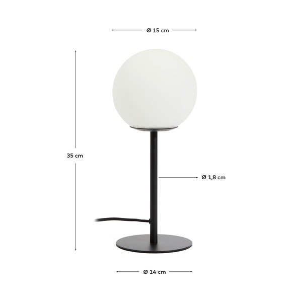 Biała/czarna lampa stołowa ze szklanym kloszem (wysokość 35 cm) Brisia – Kave Home-image-4