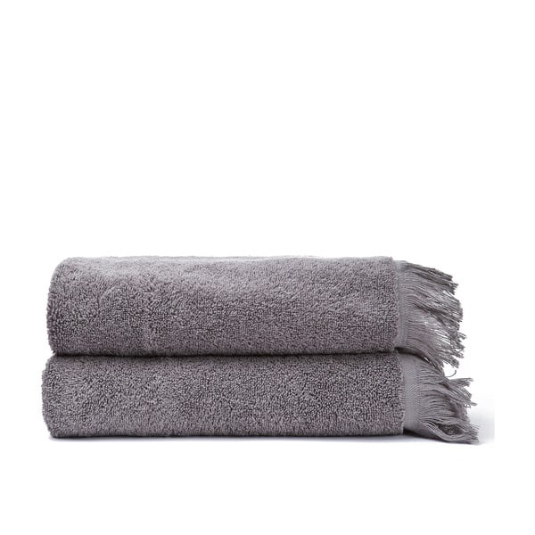 Komplet 2 szarych ręczników bawełnianych Casa Di Bassi Face, 50x90 cm