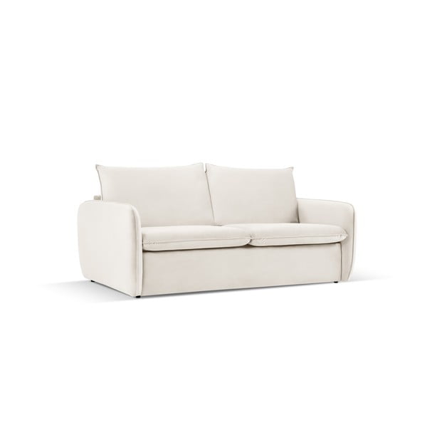 Kremowa aksamitna rozkładana sofa 214 cm Vienna – Cosmopolitan Design-image-1