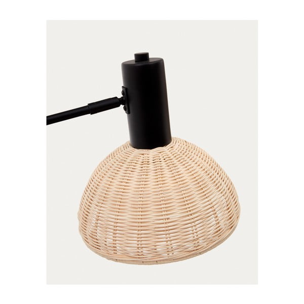 Czarno-naturalna lampa stojąca z rattanowym kloszem (wys. 157 cm) Damila – Kave Home-image-3