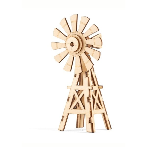 Puzzle drewniane 3D z motywem młyna Kikkerland Windmill