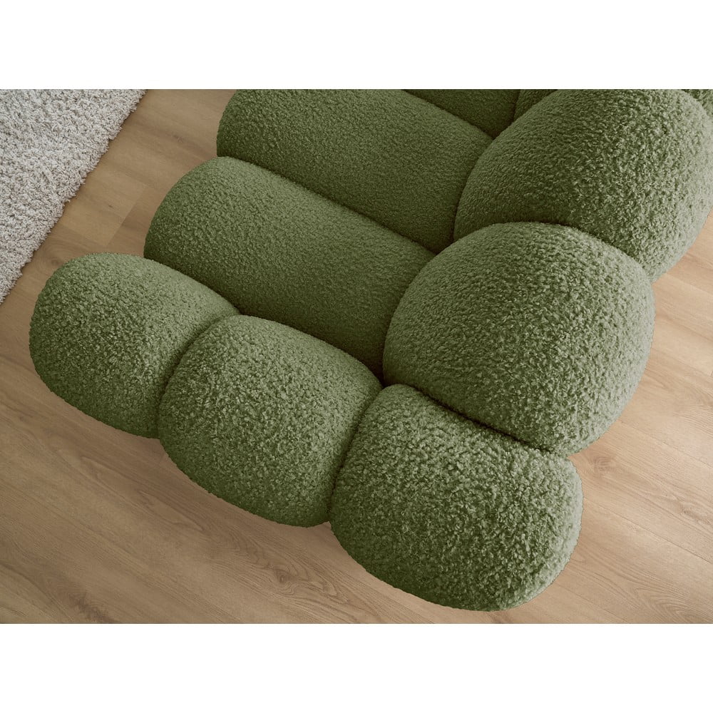 Zielona sofa z materiału bouclé 232 cm Hippolyte – Bobochic Paris (zdjęcie 4)