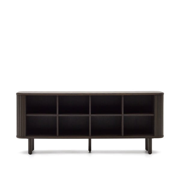 Ciemnobrązowa niska komoda w dekorze jesionu z drzwiami przesuwnymi 180x75 cm Mailen – Kave Home-image-2