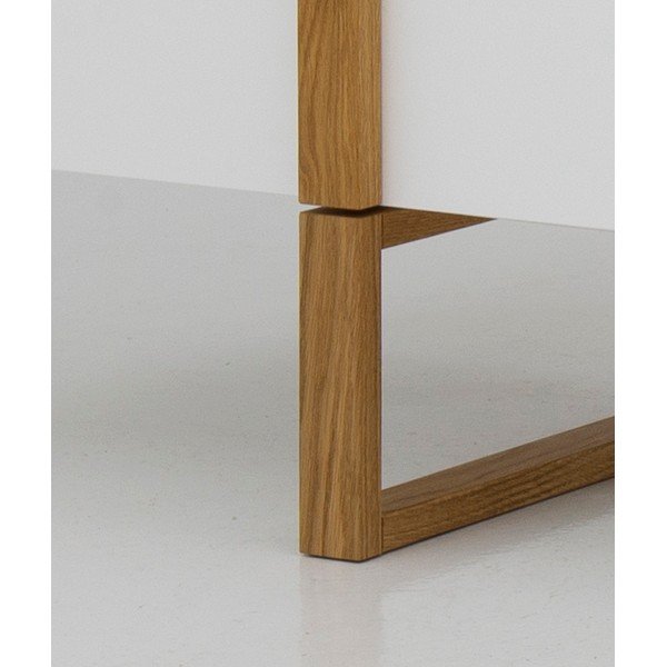 Biała szafka pod TV z nogami z drewna dębowego Tenzo Birka-image-1