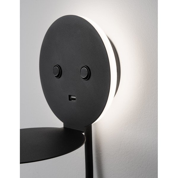 Czarny aluminiowy kinkiet LED z elastyczną konstrukcją/z portem USB Eclip – Nova Luce-image-2
