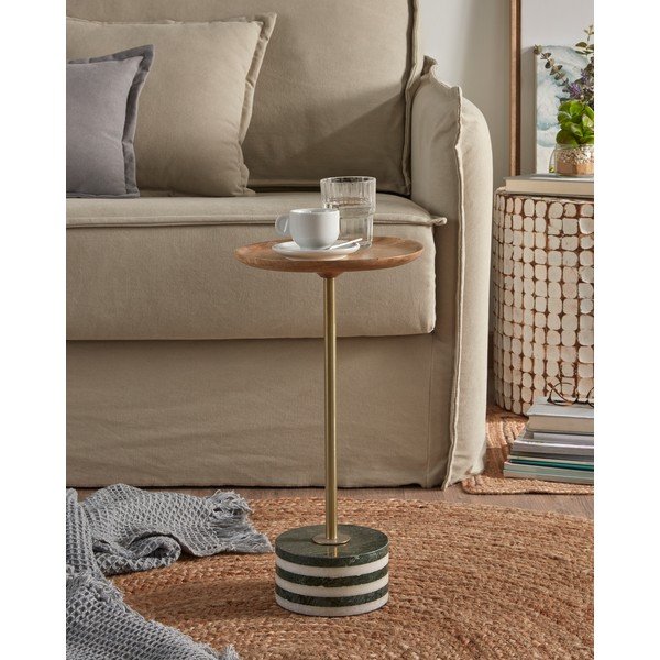 Okrągły stolik z drewna mangowca La Forma Lleyton, wys. 25 cm-image-3