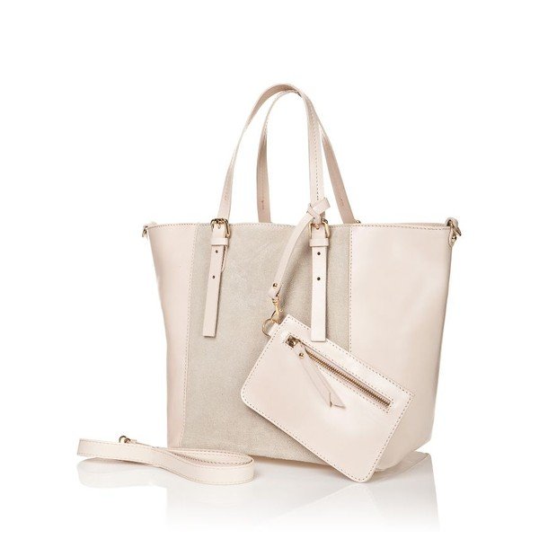 Torebka skórzana Luna, jasnobeżowa-image-1