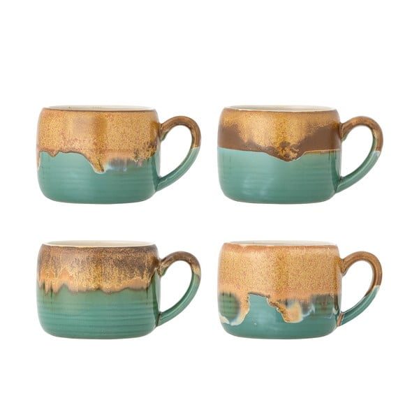 Zielono-brązowe kamionkowe kubki zestaw 4 szt. 400 ml Sheen – Bloomingville