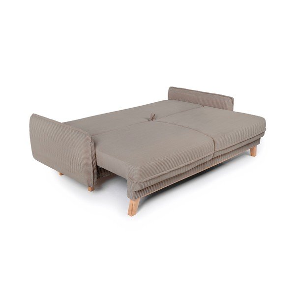 Szarobrązowa sztruksowa rozkładana/ze schowkiem sofa 218 cm Tori – Bonami Selection-image-3