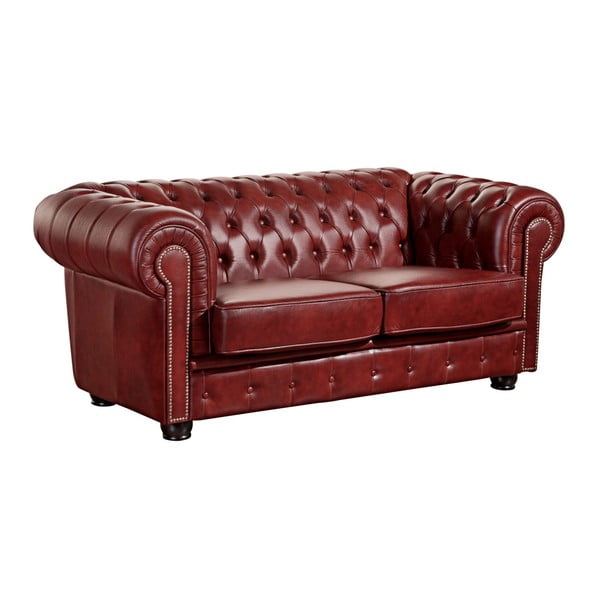 Czerwona skórzana sofa Max Winzer Norwin, 174 cm