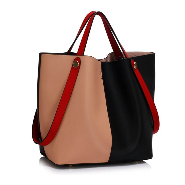 Czarno-Różowa torebka L&S Bags Bondy