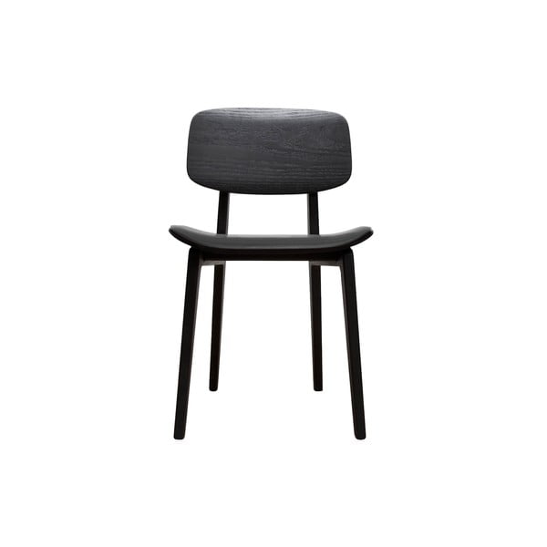 Czarne krzesło do jadalni ze skórzanym siedziskiem NORR11 NY11