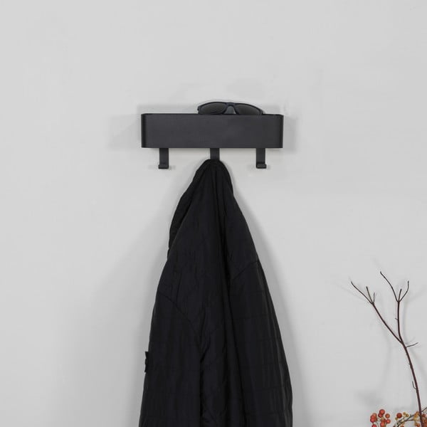 Czarny metalowy wieszak ścienny z półką 27 cm Dax Play – Spinder Design-image-1