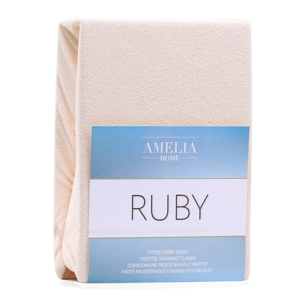 Beżowe prześcieradło frotte z gumką 240x220 cm Ruby – Restilo-image-2