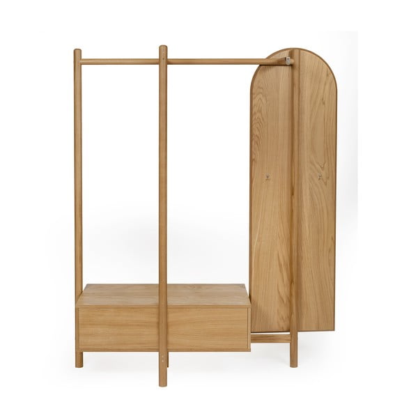 Wieszak do przedpokoju z drewna dębowego z lustrem Woodman Tripod-image-3