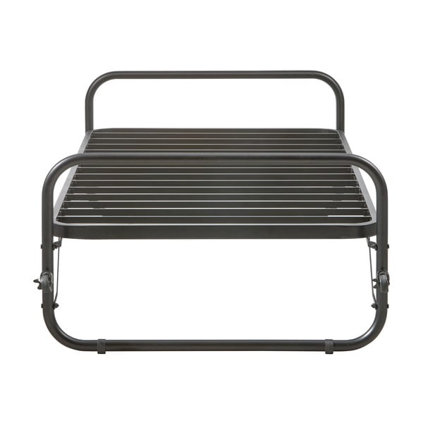 Czarne metalowe łóżko jednoosobowe ze stelażem 90x200 cm Lucy – WOOOD-image-2