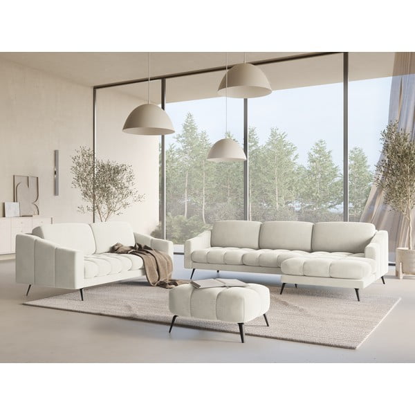 Biała aksamitna sofa 202 cm Nalu – Makamii-image-1