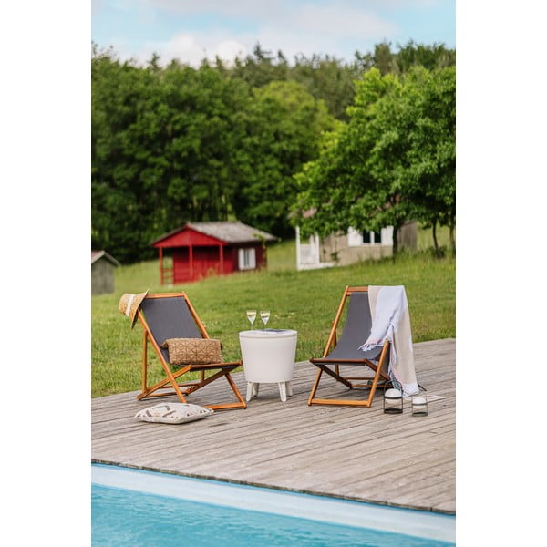 Szary składany leżak ogrodowy z drewna akacji Bonami Essentials Deck-image-1