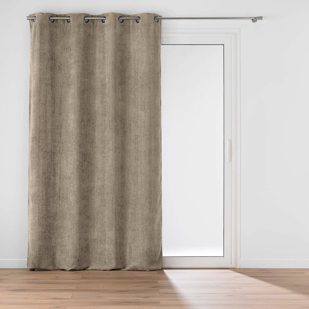 Jasnobrązowa zasłona z szenilu 140x260 cm Leo – douceur d'intérieur