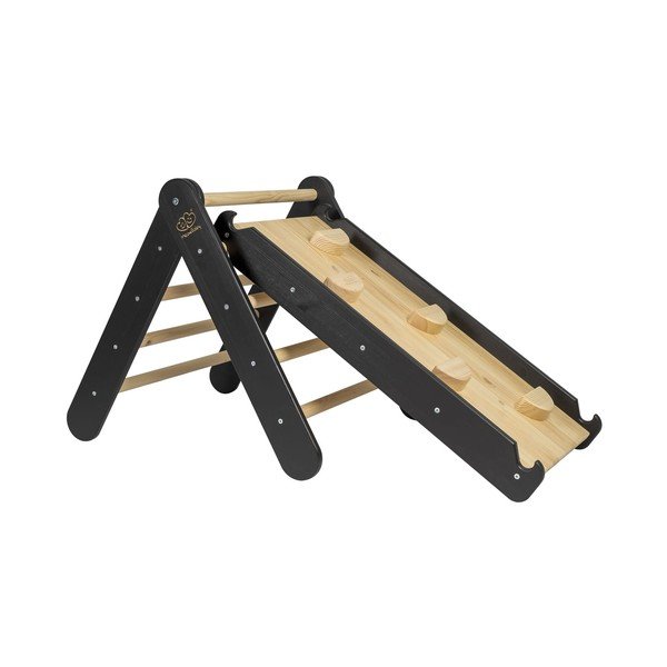 Czarna drabinka pikler z litego drewna sosnowego 46x87x60 cm Montessori – Meowbaby
