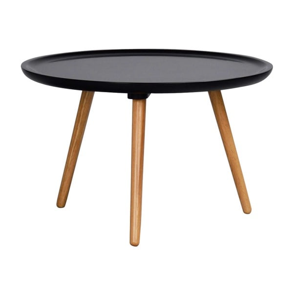 Czarny stolik z drewna dębowego Rowico Dellingr, ⌀ 55 cm