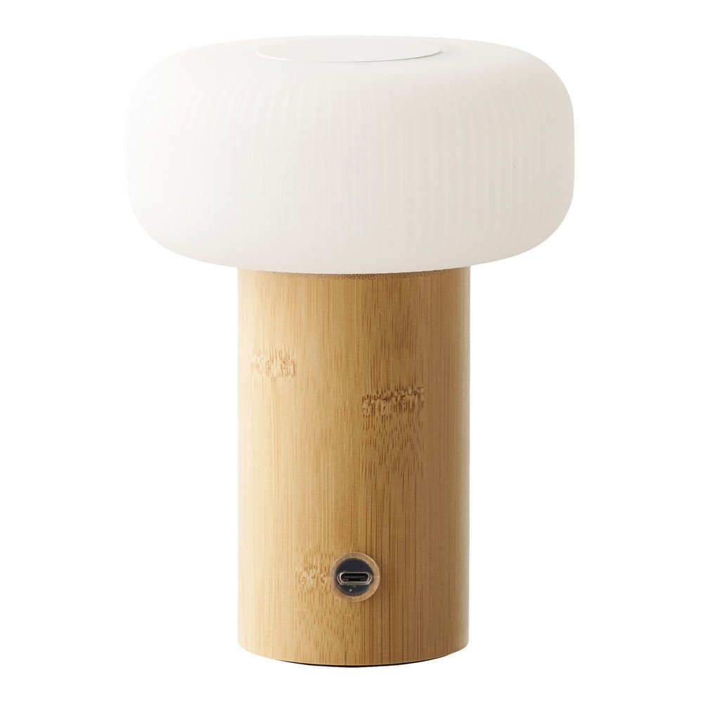 Biało-naturalna bambusowa lampa stołowa z plastikowym kloszem (wysokość 18 cm) Stafford – House Nordic (zdjęcie 7)
