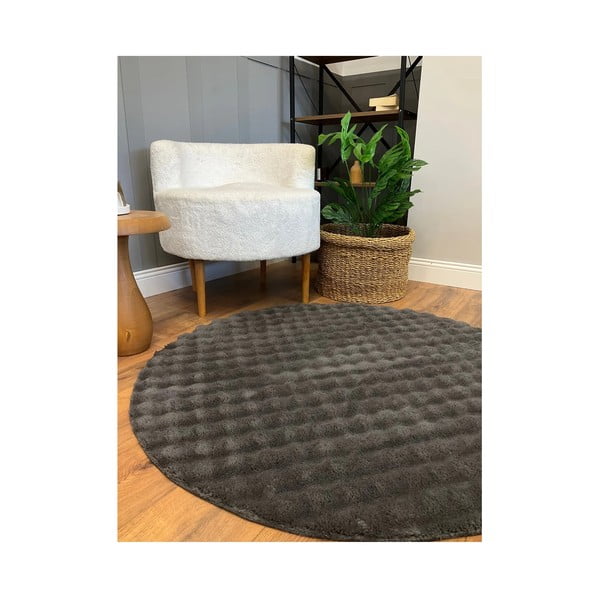 Antracytowy okrągły dywan odpowiedni do prania ø 145 cm Bubbly – Oyo Concept-image-2